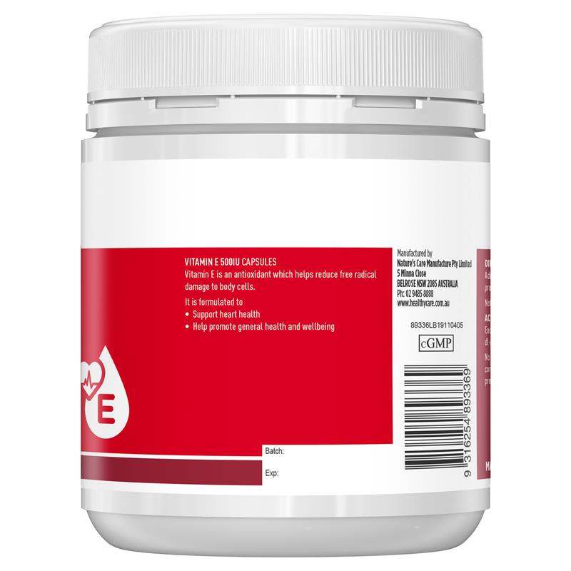 Healthy Care 維他命E膠囊500IU 200粒