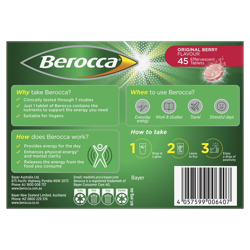 Berocca拜為佳維生素發泡錠45片（莓果）