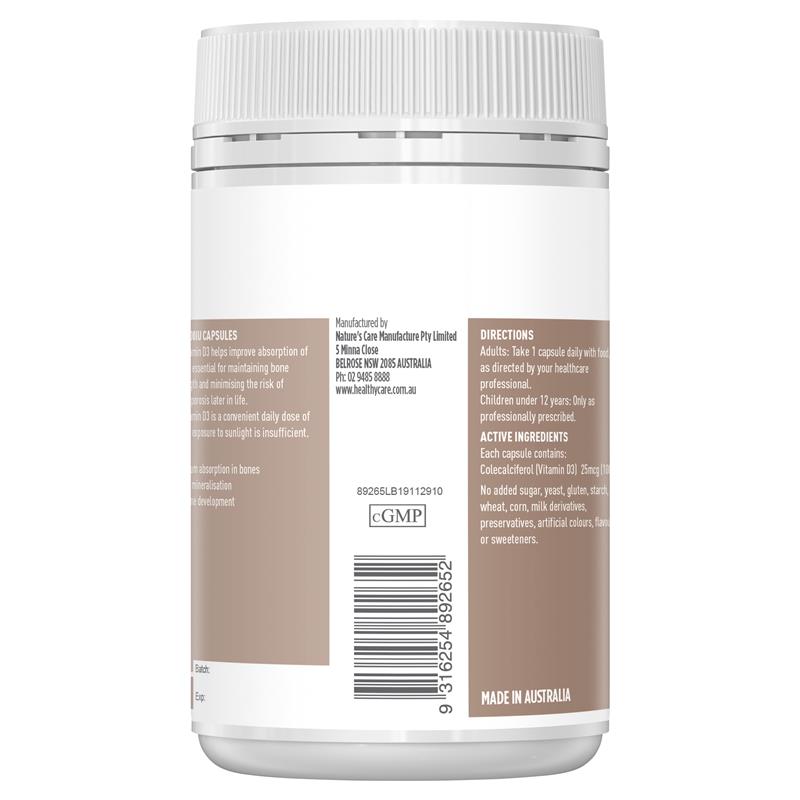 Healthy Care 維生素D3膠囊 250粒
