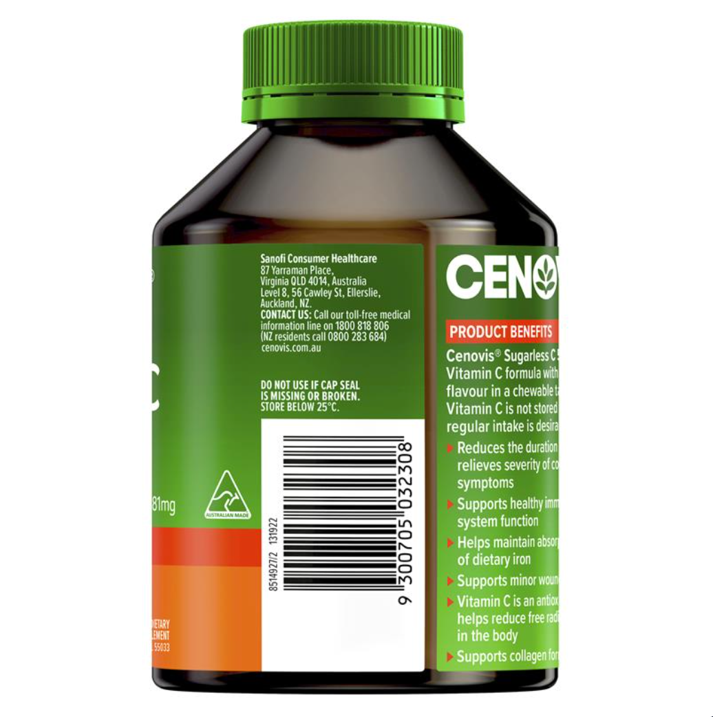 Cenovis 天然無糖维他命C500mg咀嚼片300粒